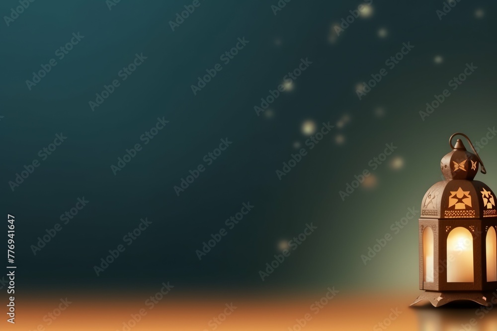 Fototapeta premium Eid mubarak and ramadan kareem greetings with islamic lantern and mosque. Eid al fitr background