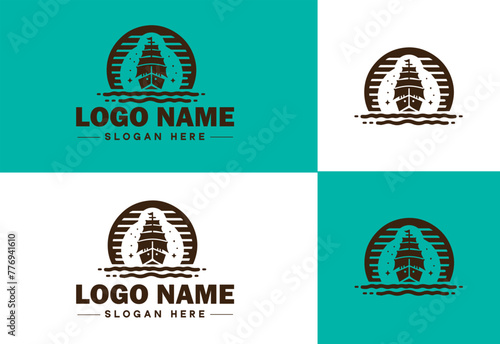 ship sea shipping cargo cruise ocean ship boat logo icon vector for business app silhouette logo template
