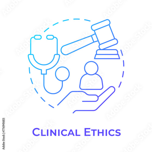 Clinical ethics blue gradient concept icon. Focus on moral issues. Patient care and advocacy. Round shape line illustration. Abstract idea. Graphic design. Easy to use in presentation