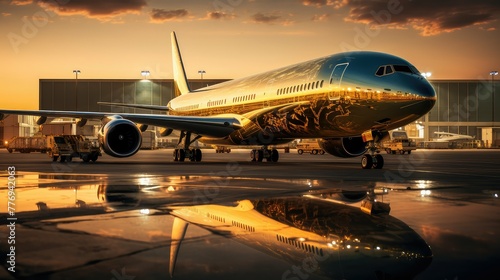 aviation golden airplane