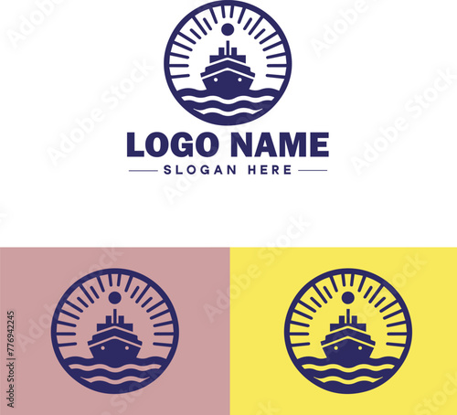 ship sea shipping cargo cruise ocean ship boat logo icon vector for business app silhouette logo template