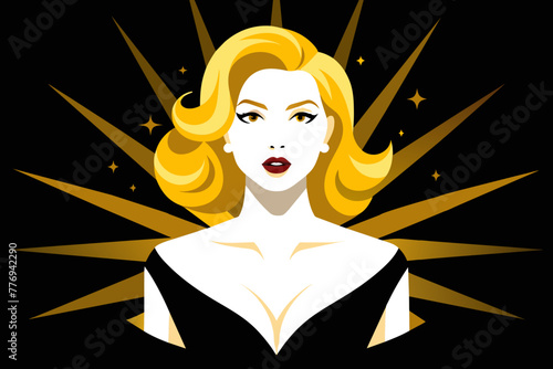 Golden-Haired Glamour Girl Exuding Style and Elegance 