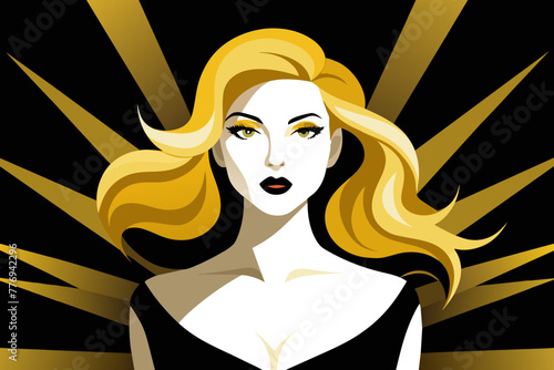 Golden-Haired Glamour Girl Exuding Style and Elegance 