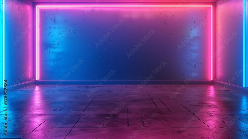 Vibrant neon wall with gradient colors and a retro vibe perfect for a futuristic party or club scene.