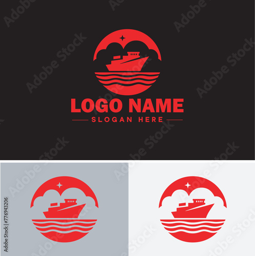 ship sea shipping cargo cruise ocean ship boat logo icon vector for business app silhouette logo template
