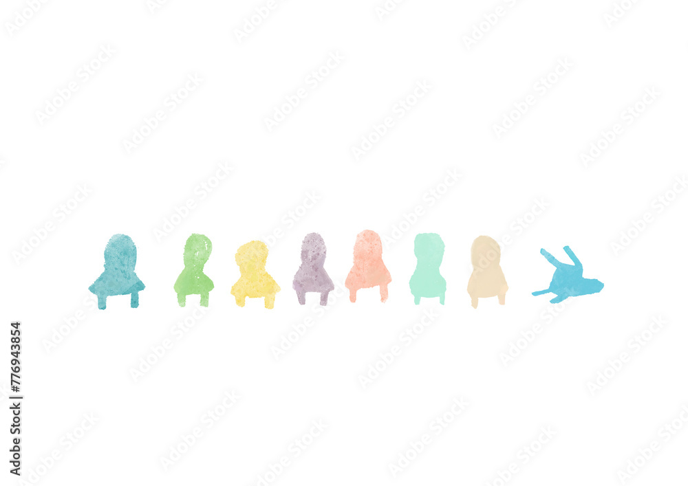 カラフルでかわいいモダンアートな椅子のイラスト/グリーン系 カラフルでかわいいモダンアートな椅子のイラスト/グリーン系