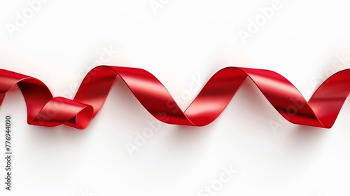 red glossy ribbon, isolated on white background