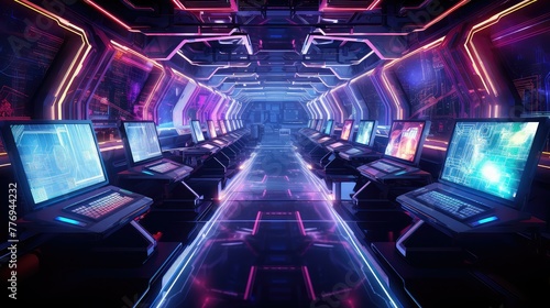 Fototapeta Naklejka Na Ścianę i Meble -  room blurred space station interior