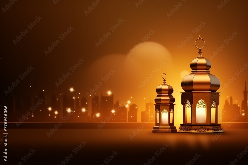 Eid mubarak and ramadan kareem greetings with islamic lantern and mosque. Eid al fitr background Eid mubarak and ramadan kareem greetings with islamic lantern and mosque. Eid al fitr background