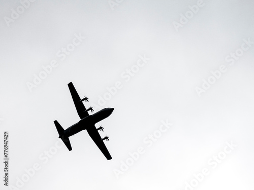 Second world war commemoration at SAINTE MERE L'EGLISE In Normandy, FRANCE. Military planes in camp reconstitution