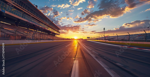 Desolate Raceway Image: Empty Circuit, White Stripes, Isolated Speedway