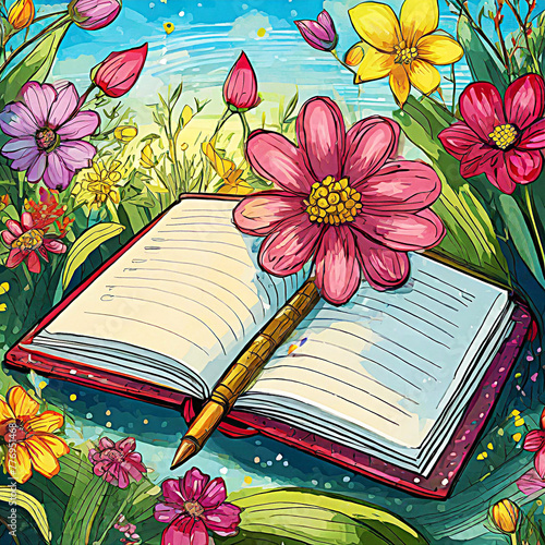 Spring, Flower Garden and Diary
