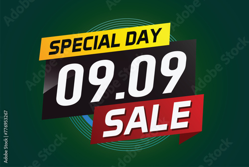 9.9 Special day sale word concept vector illustration with ribbon and 3d style for use landing page, template, ui, web, mobile app, poster, banner, flyer, background, gift card, coupon

