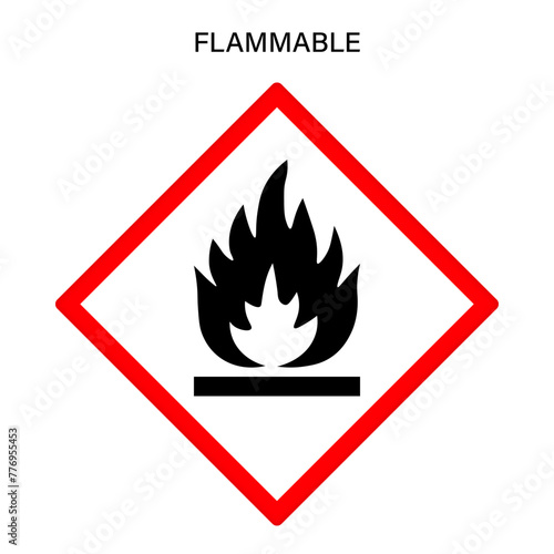 Flammable warning sign vector. Globally harmonized system hazard pictograms symbol. Warning symbol GHS icon.