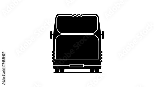 back view of a bus, black isolated silhouette