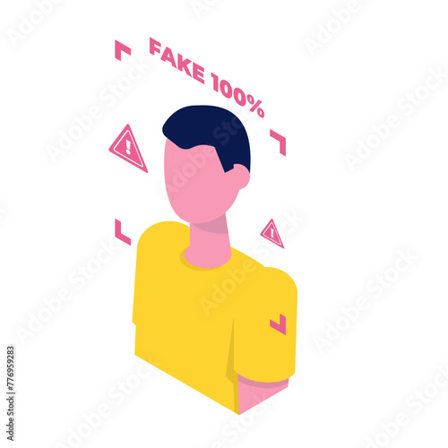 Deepfake, Deep face technology concept.  Vector illustration.
