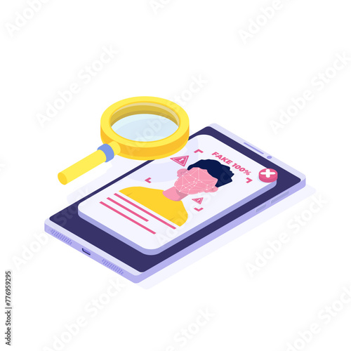 Deepfake, Deep face technology concept.  Vector illustration.