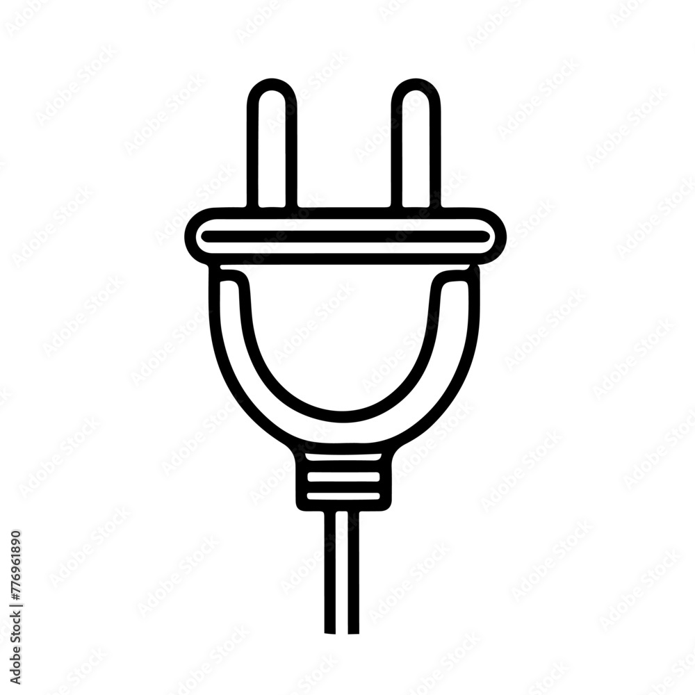 Continuous one line drawing Electric plug and Electricity light sign icon outline doodle vector illustration on white background Continuous one line drawing Electric plug and Electricity light sign icon outline doodle vector illustration on white background