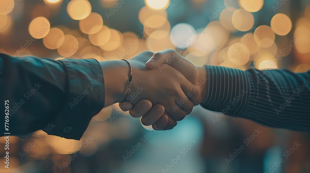 Businessman handshake for teamwork of business merger and acquisition,successful negotiate,hand shake,two businessman shake hand with partner to celebration partnership and business deal concept - obrazy, fototapety, plakaty 