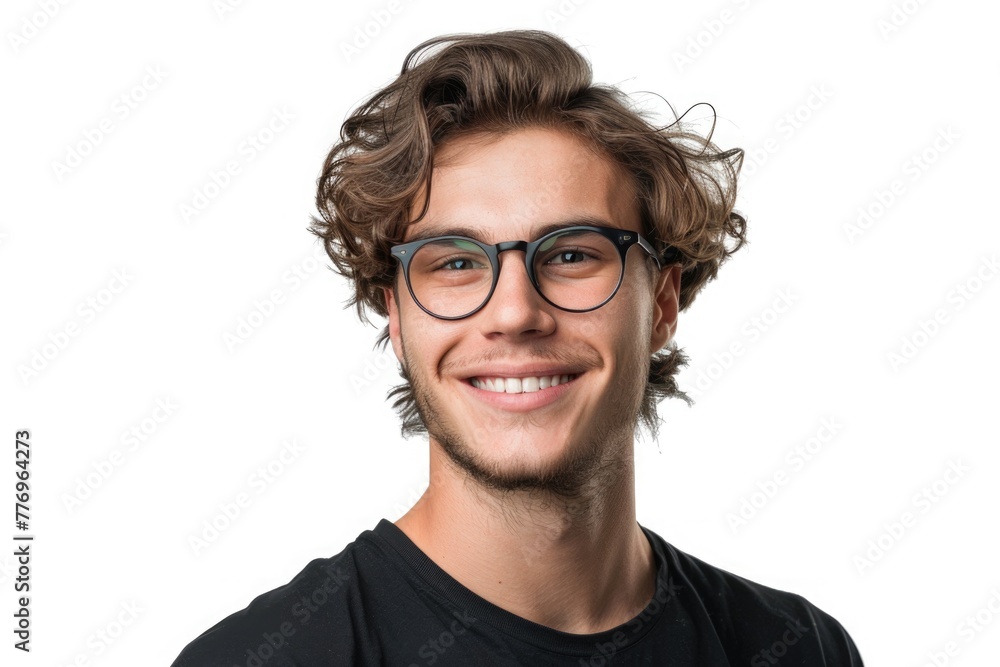 Young man with glasses smiling isolated on white background Young man with glasses smiling isolated on white background