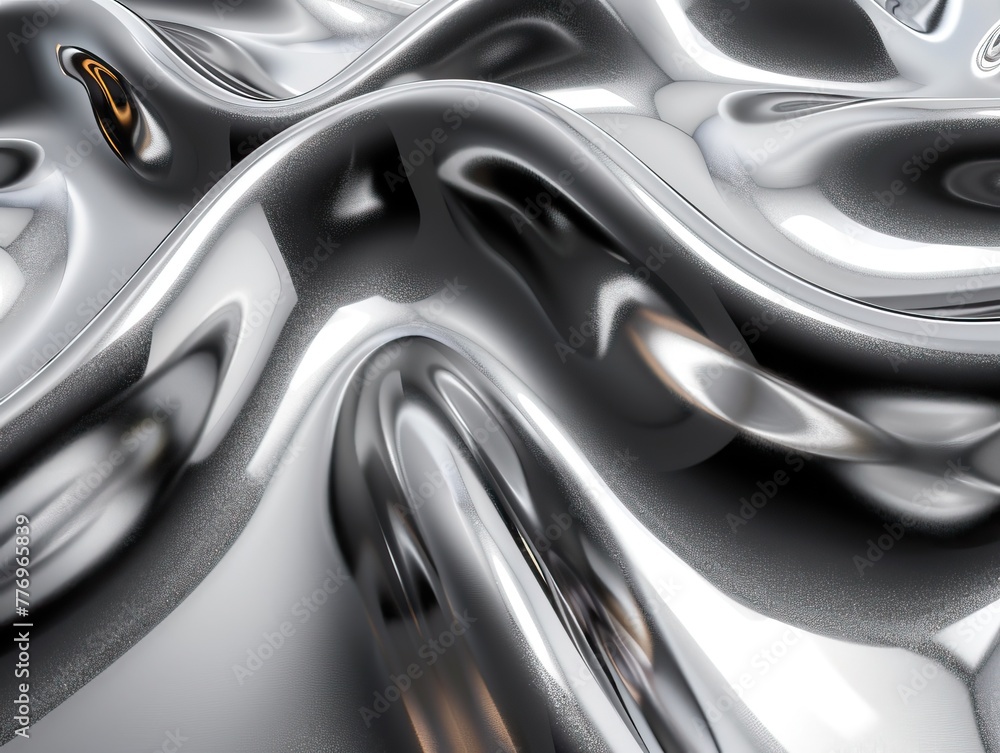 Silver Black and White Flow chrome metallic foil texture abstract background