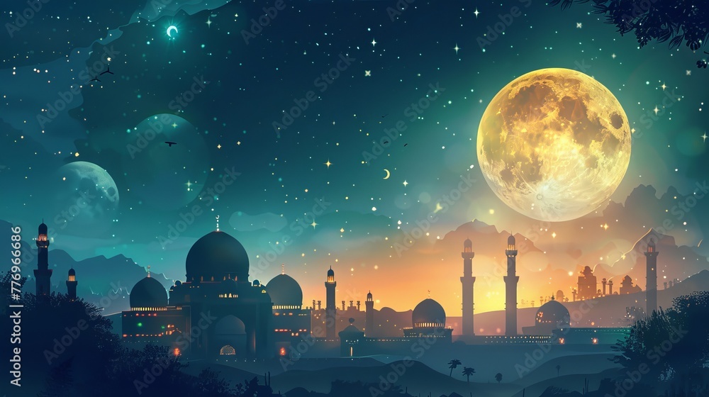 Ramadan Moon Sighting Background Image. 2024 Concept 
