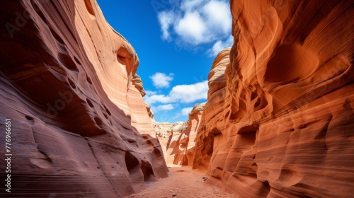 Dramatic landscape of a slot canyon and sky