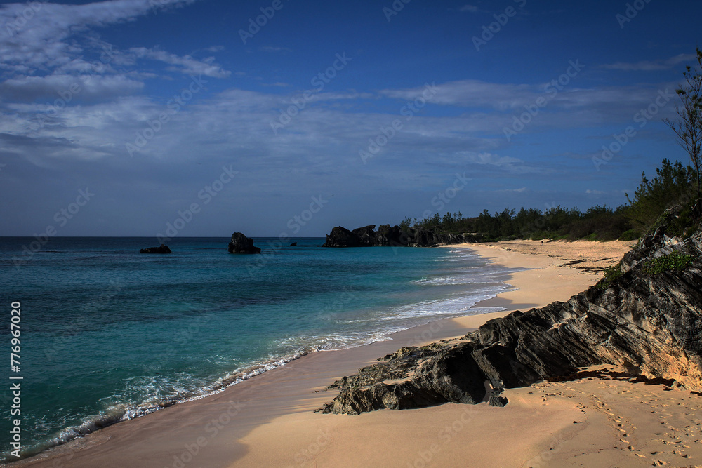 Marley beach scenic view, sunny noon, Bermuda Marley beach scenic view, sunny noon, Bermuda