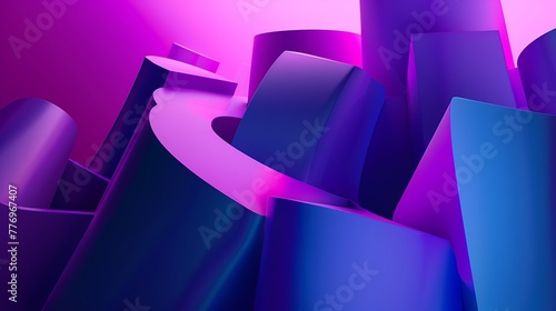 wallpaper purple and blue color themed abstract geometric shapes 3d modern gradients