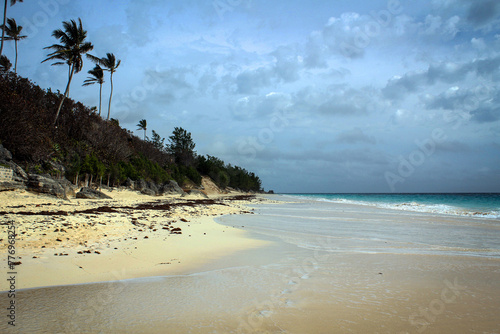 Elbow beach view by cloudy morning, Bermuda
