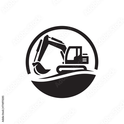 Excavator simple icon logo vector design