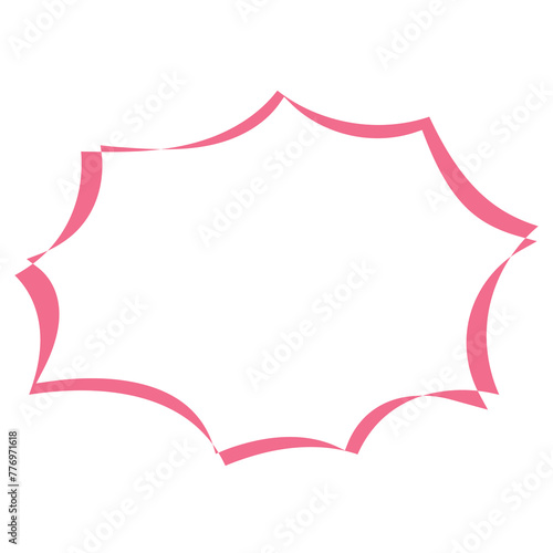 Pastel text bubbles, pink outline for cartoon, comic, marketing, communications, sticker, decoration, social media, print, template, manga, messages, card, chat, png, transparent background