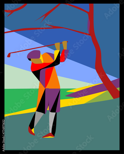 Colorful abstract background,golfer