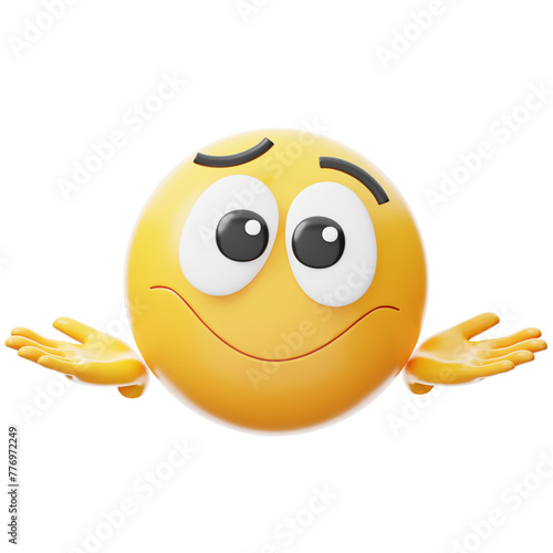 3D illustration of shrug. 3d emoji