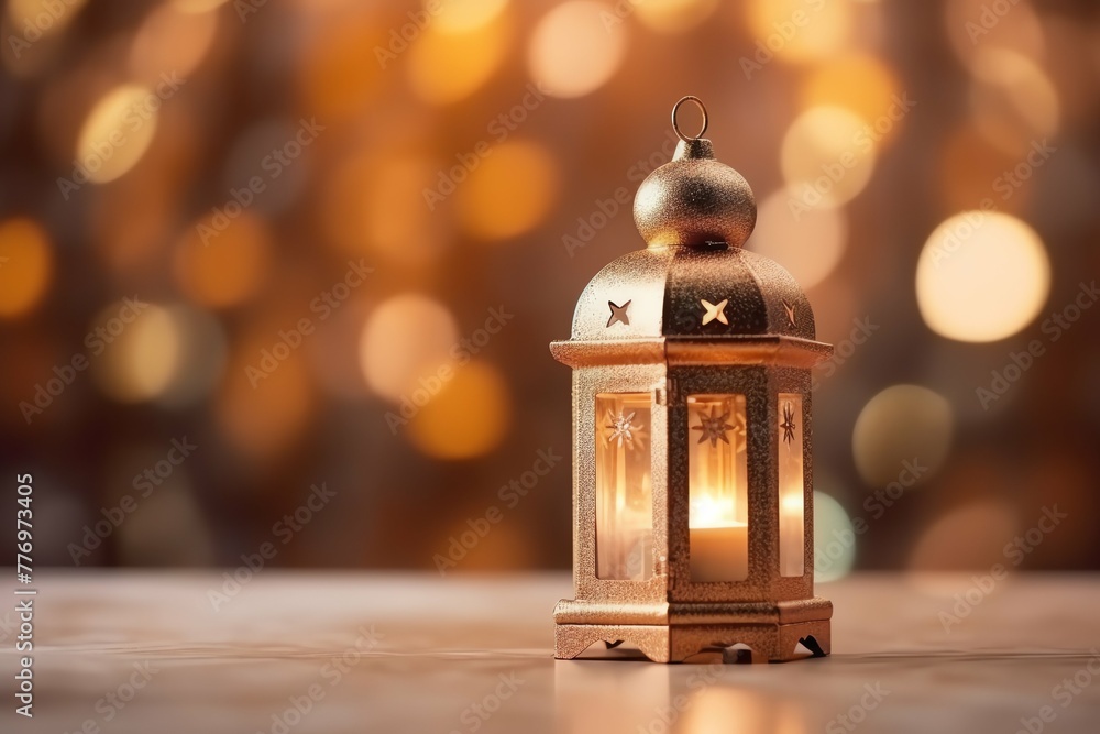 Eid mubarak and ramadan kareem greetings with islamic lantern and mosque. Eid al fitr background