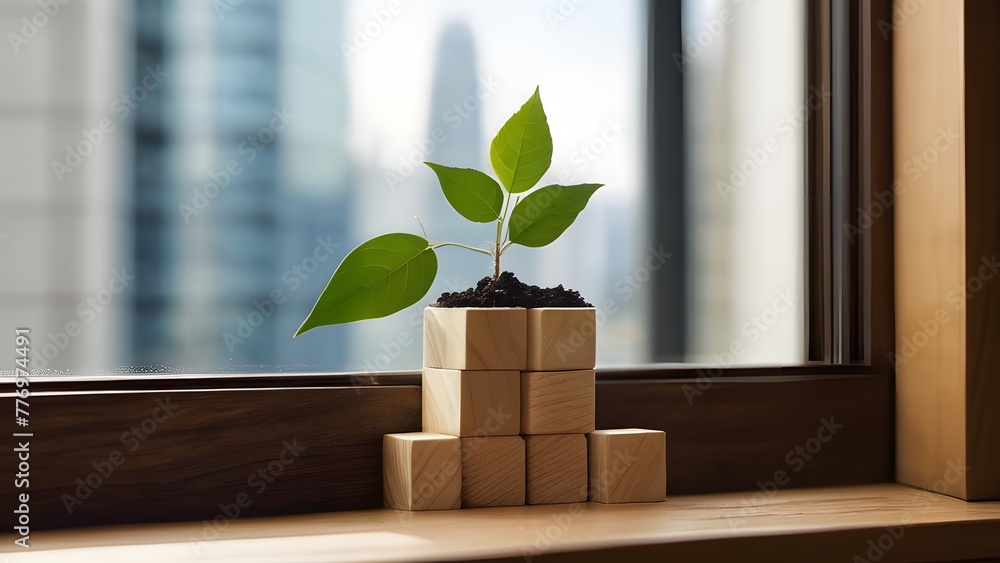 Piece of wood with maturing sapling Piece of wood with maturing sapling