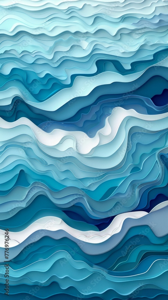 Surreal Paper Cut Waves in Gradient Hues. Generative ai Surreal Paper Cut Waves in Gradient Hues. Generative ai