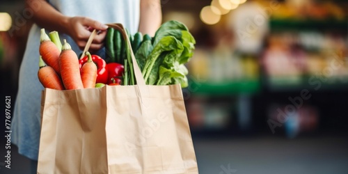 Eco-Friendly Shopping: Reusable Bag Full of Fresh Produce. Generative ai