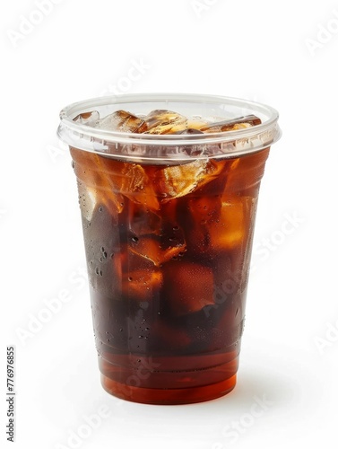 Iced Coffee Delight in a Clear Cup. Generative ai