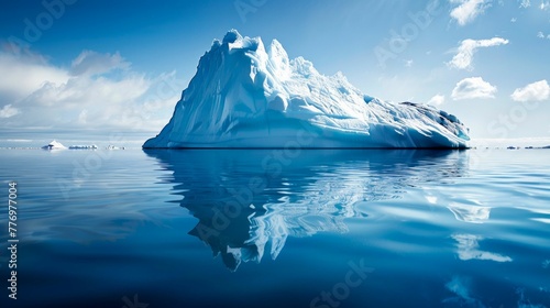 Majestic Iceberg Reflection in Arctic Waters. Generative ai © Yevheniiya