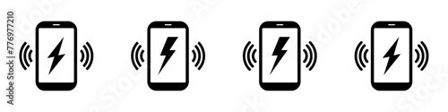 Wireless charger vector icons. Wireless charging icons. Phone charge simple vector signs