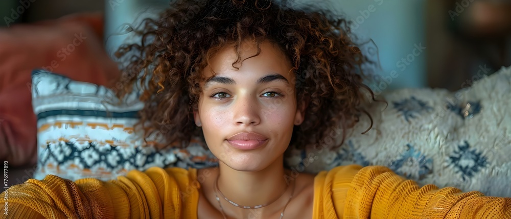 Sick young woman resting on couch with tissue receiving home treatment. Concept Healthcare, Sick Woman, Home Treatment, Resting on Couch, Tissue Sick young woman resting on couch with tissue receiving home treatment. Concept Healthcare, Sick Woman, Home Treatment, Resting on Couch, Tissue