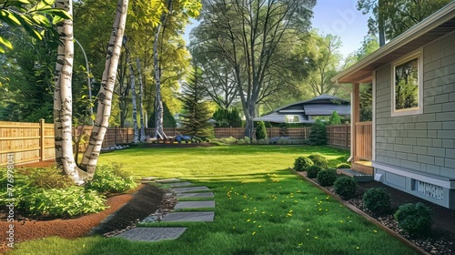 Backyard Bliss - Fantastic new backyard with fresh landscape, fully fenced, with back porch, steps and mulch.