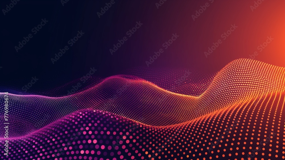 Fototapeta premium abstract gradient wave technology background with dots pattern. Network and technology concept.