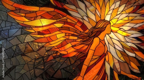 angel as a stained glas window 
 photo