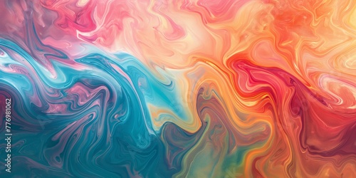 A mesmerizing abstract with swirling patterns of pink, blue, orange, and white colors