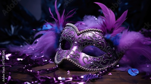 up purple masquerade mask