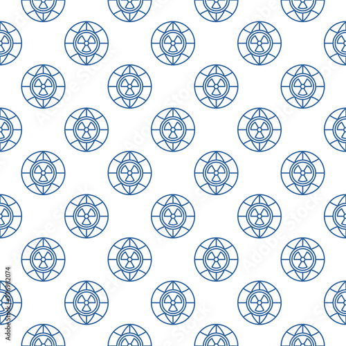 Radiation Earth Globe vector Radioactive seamless pattern in outline style