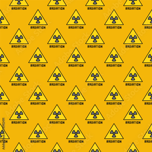 Triangle with Radiation Warning vector colored seamless pattern