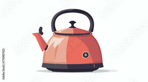 Flat asian kettle design over white Flat vector isolated
